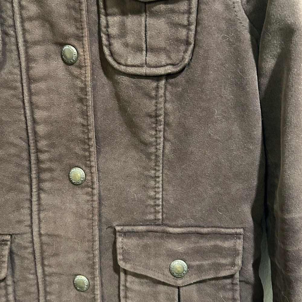 Vintage Abercrombie &Finch  Chocolate Brown Military  Moto Style Jacket Size - Picture 14 of 17